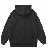 Lightning Washed Retro Black Washed Kapuzenpullover