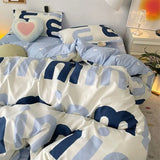 Korean Pink Letter Bedding Set