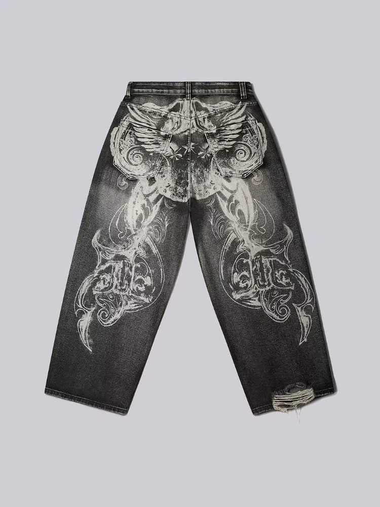 Y2K Graffiti Washed Baggy Jeans