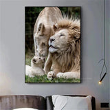 Black White Animals Baby Lion Family Poster