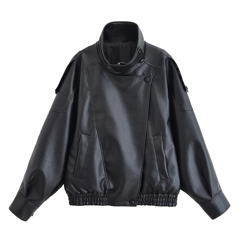 Women's Faux Leather Black Jacket