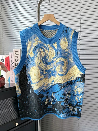 Weirdcore Van Gogh Knitted Vest