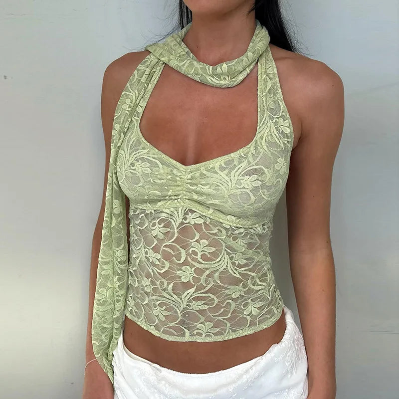 Fairycore Lace Halter Top