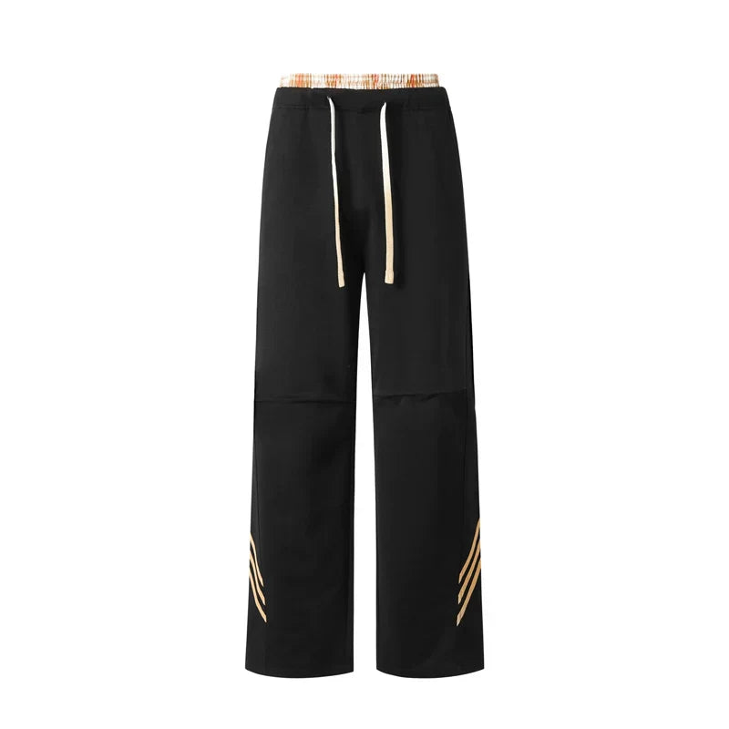Elastic Drawstring Loose Straight Leg Pants