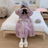 Ruffles Robe Sleepwear Hooded Pyjama