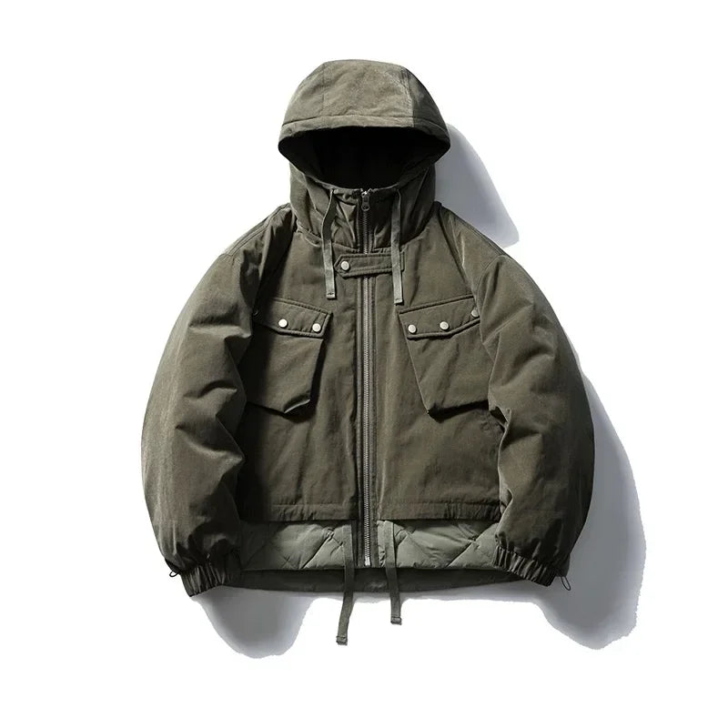 Winter Hooded Down Cargo Jacket