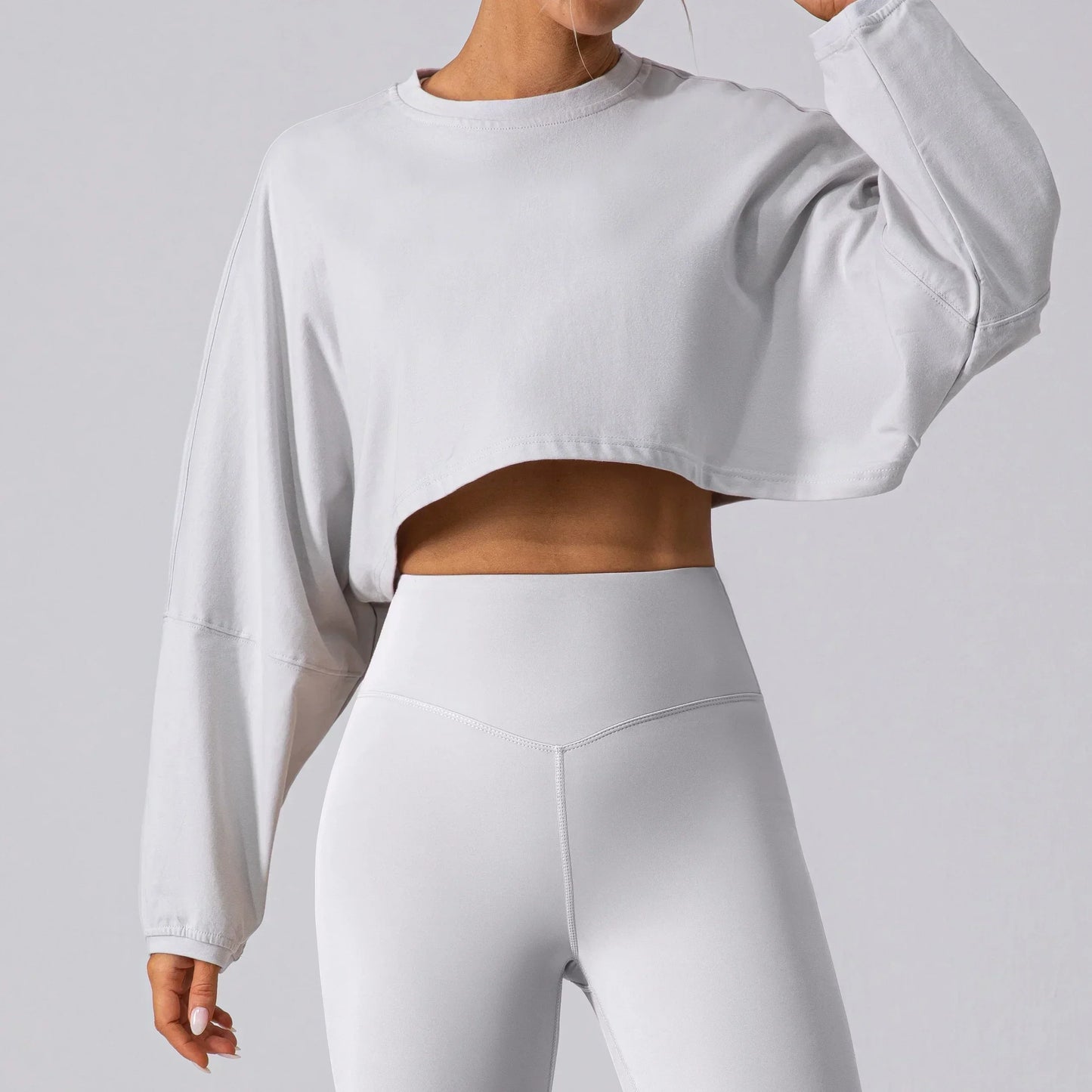 Basic Long Sleeve Sports Crop T-Shirt