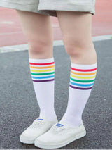 Calf Lolita Girl Rainbow Socks