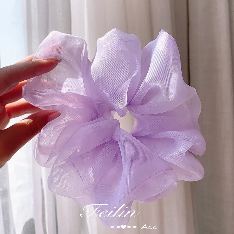 Large Chiffon Rubber Coquette Core Ponytail Holder