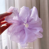 Large Chiffon Rubber Coquette Core Ponytail Holder