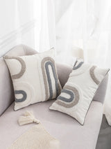 Funda de almohada con patrón en U, colores negro, gris y blanco