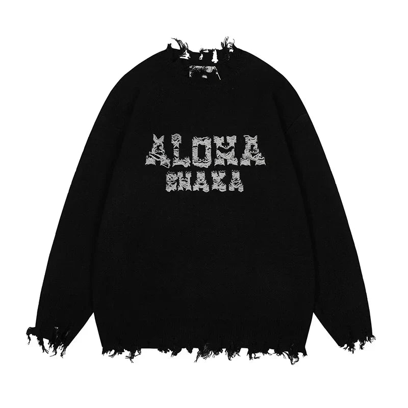 Vintage Loose Knitted Pullover Ripped Sweater
