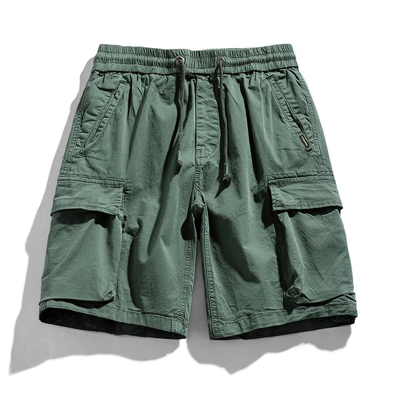 Solid Elastic Waist  Multi Pocket Short