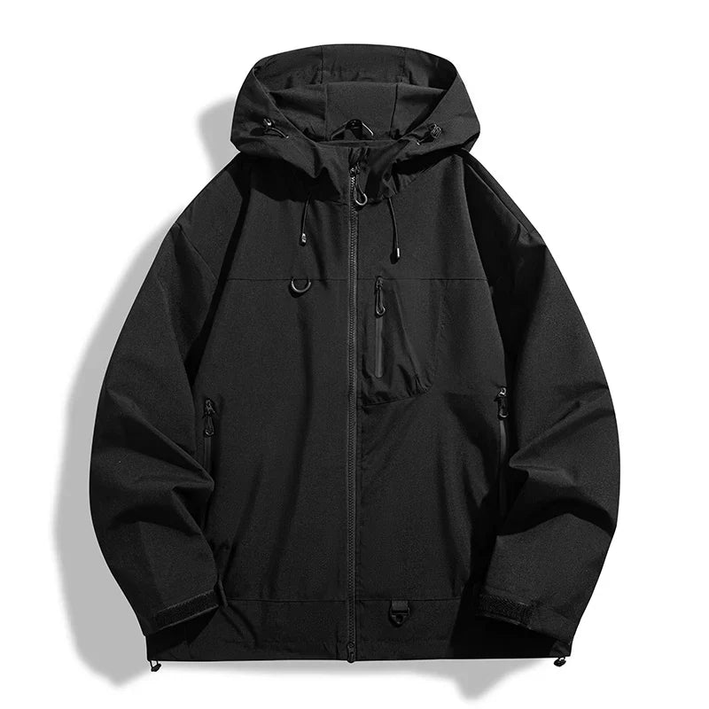 Solid Color Waterproof High Collar Windbreaker Jacket