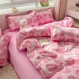 Pink Plaid Bowknot Bedding Set