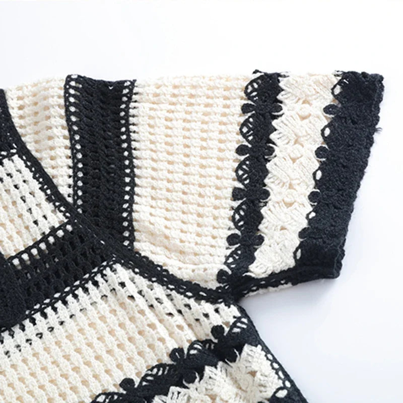 Handmade Crochet Striped Knitted Vest