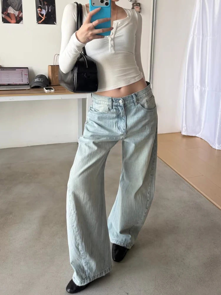Y2K Light Blue Baggy Jeans