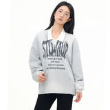 Gray Letter Print Off Shoulder Sweatshirt