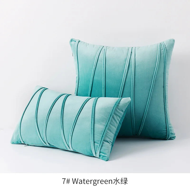 Orange Stripe Velvet Throw Pillow Cover