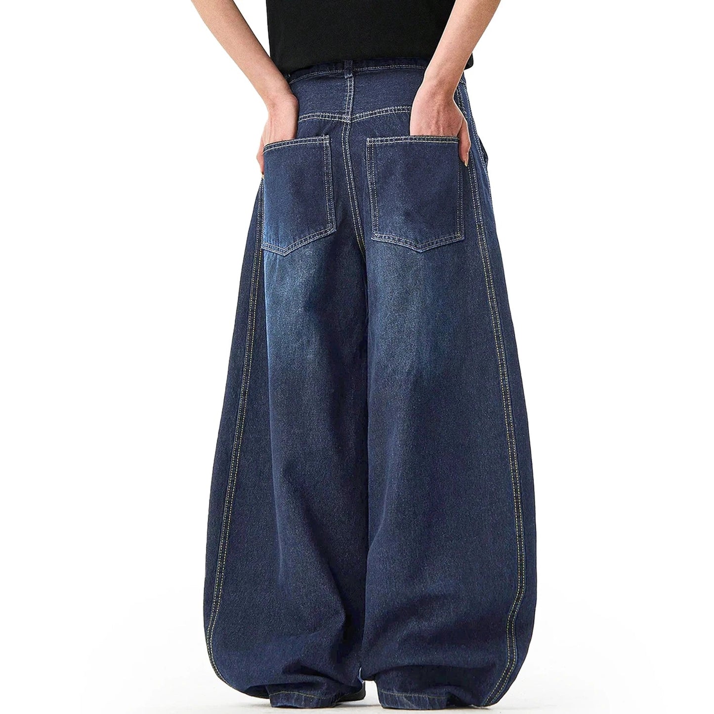 Retro Baggy Pleated Wide Leg Jeans