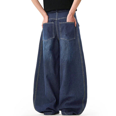 Retro Baggy Plissierte Weite Jeans