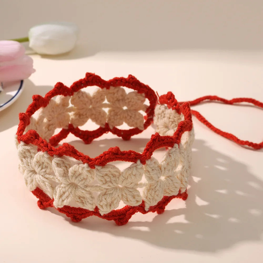 Handmade Knitted Floral Pattern Headbands