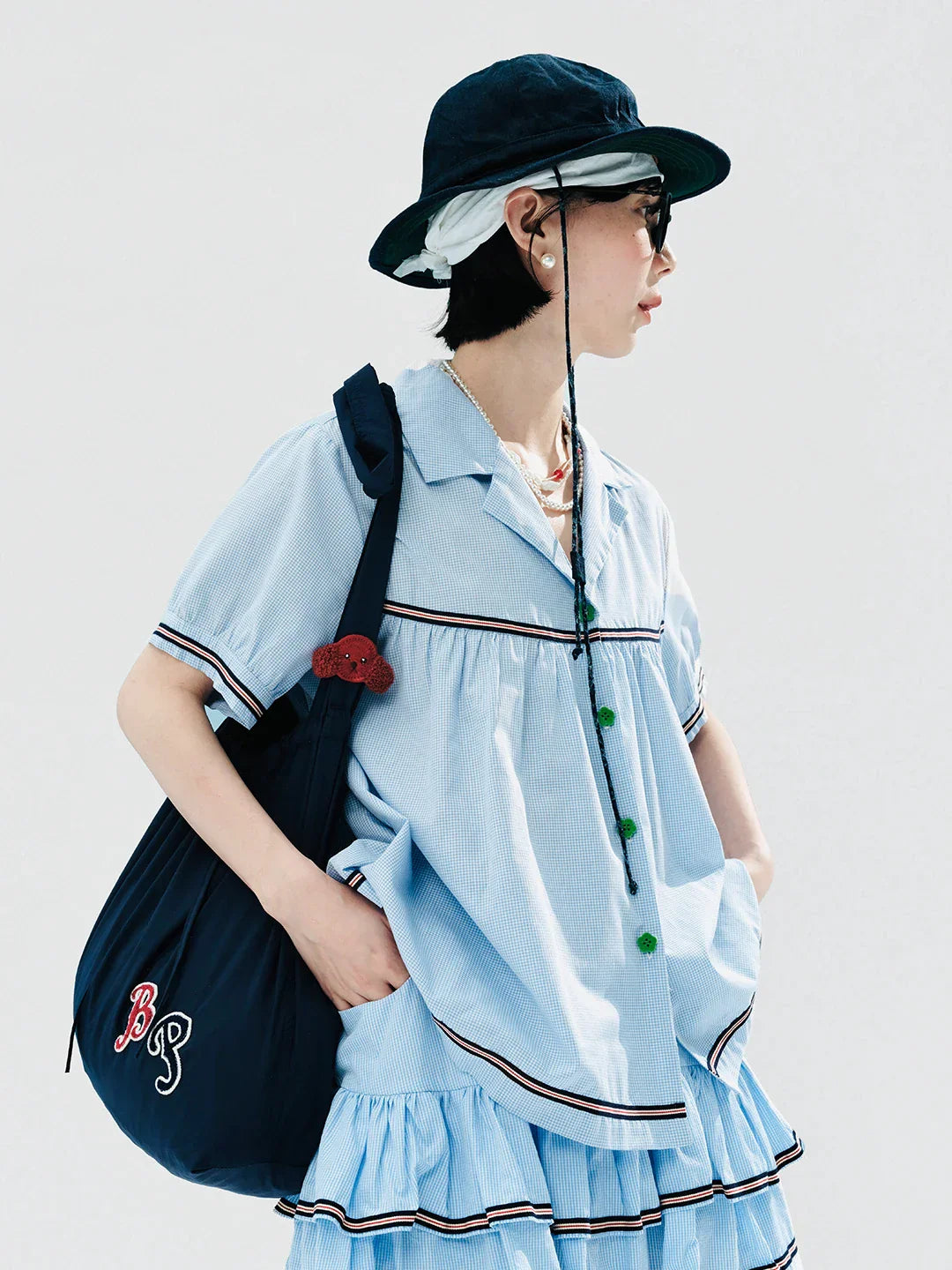 Soft Girl Picnic Blue Shirt