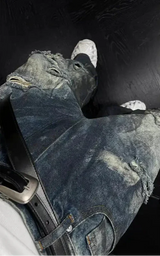 Dark Blue Ripped Distressed Jeans