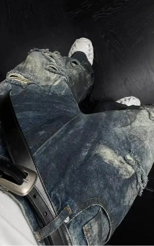 Dark Blue Ripped Distressed Jeans