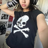 Y2K Gothic Skull Vintage Grunge Graphic Crop Top