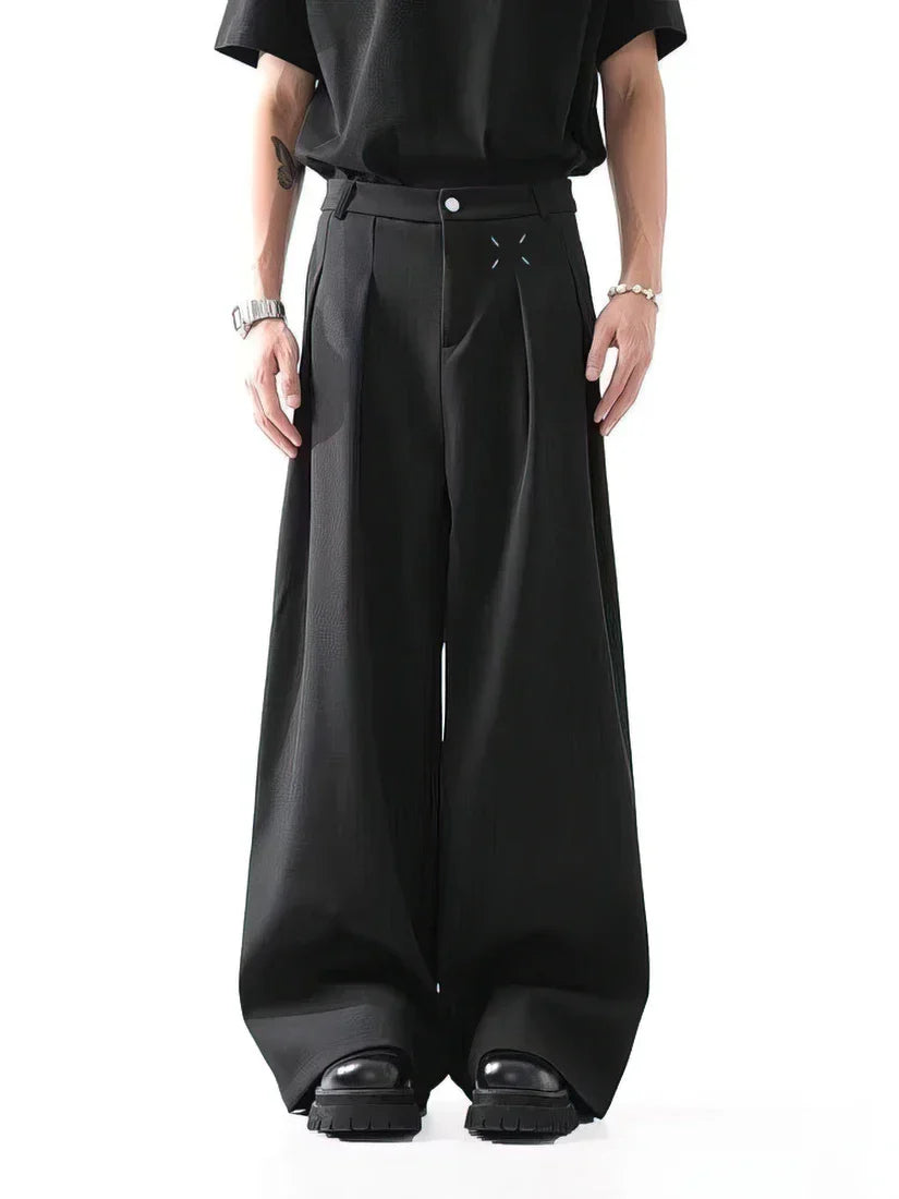 Black Classic Straight Leg High Waist Pants