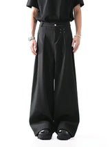 Black Classic Straight Leg High Waist Pants