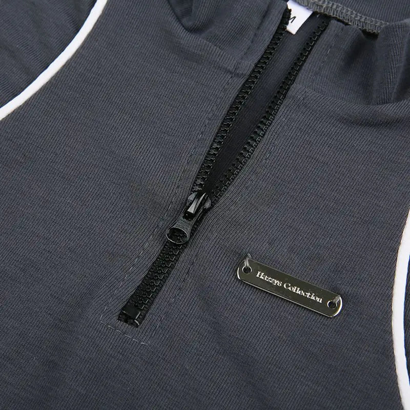 Acubi Zipper Stand Collar Top