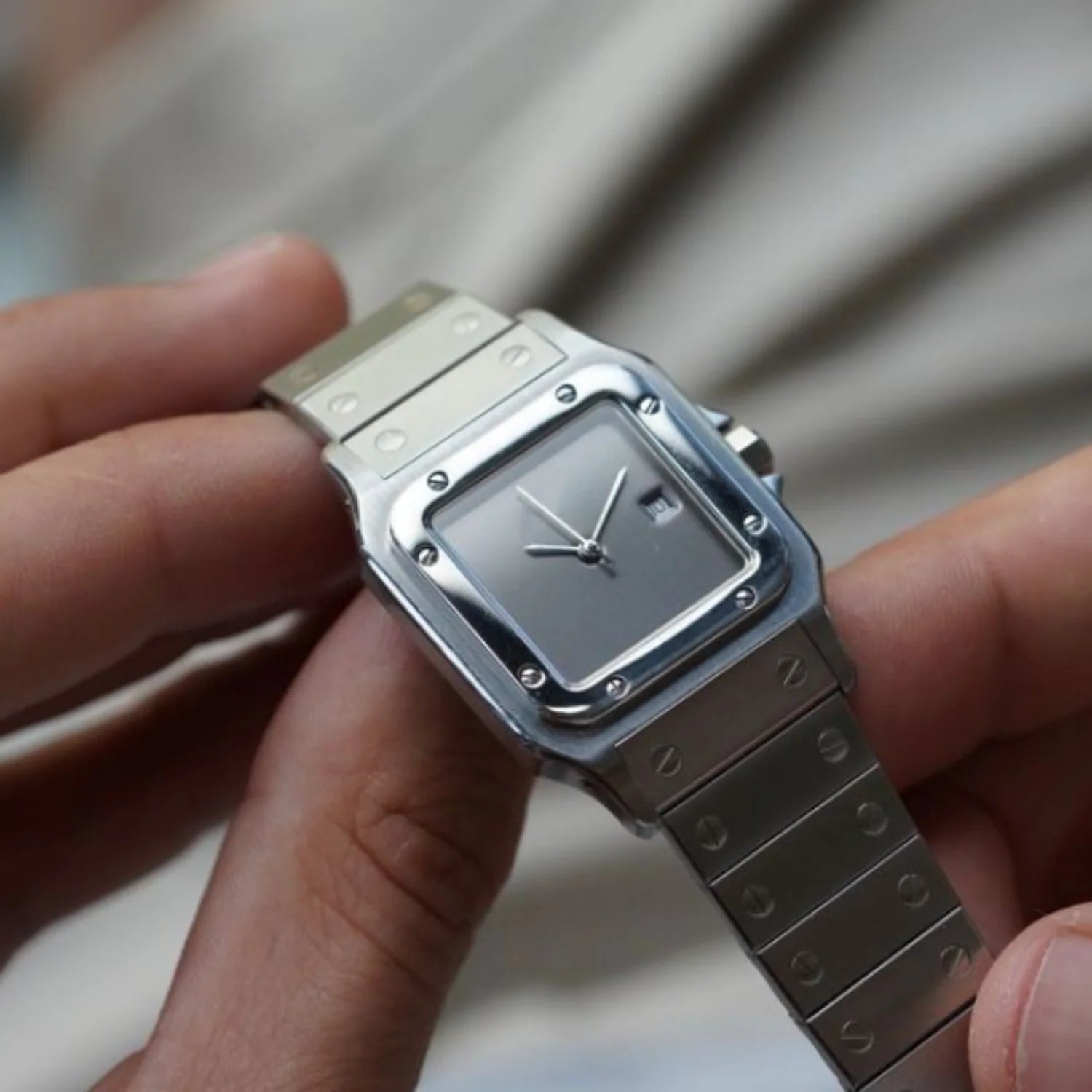 Casual Silver Stainless Steel Waterproof Quartz Watch