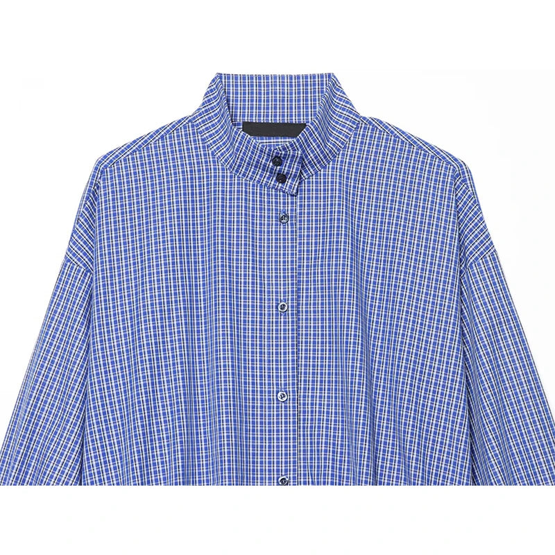 Spring Short Plaid Blue Shirt