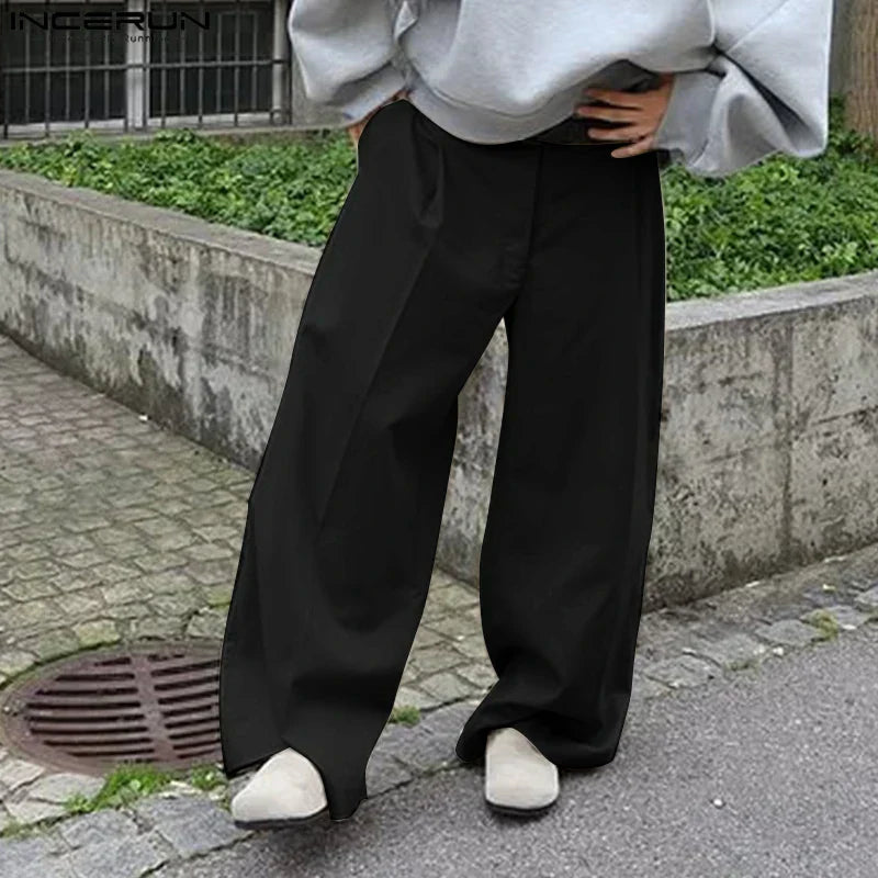 Basic Solid Color Korean Wide Leg Pants