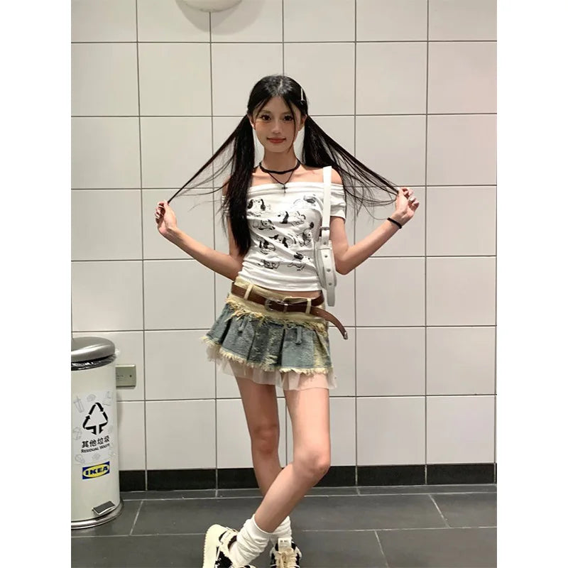 Japanese Y2k Aesthetic Mini Denim Skirt