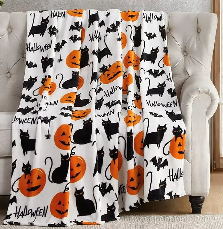 Black Bats Printed Hooded Blanket