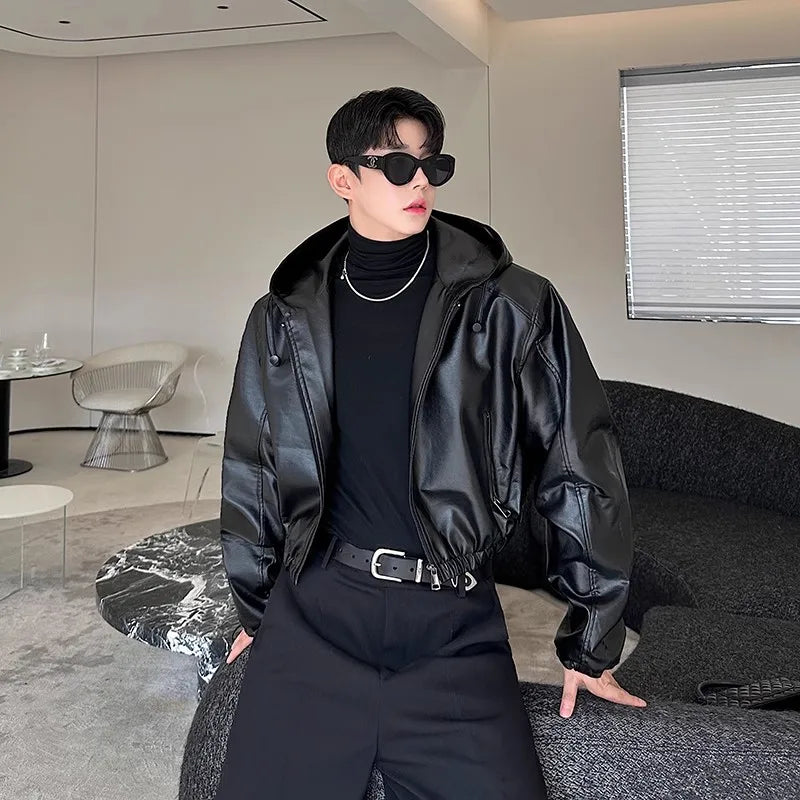 Cyberpunk Hooded PU Leather Jacket