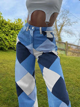 Vintage Plaid High Waist Straight Pants