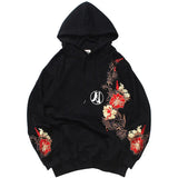 Embroidered Floral Moon Black Hoodies