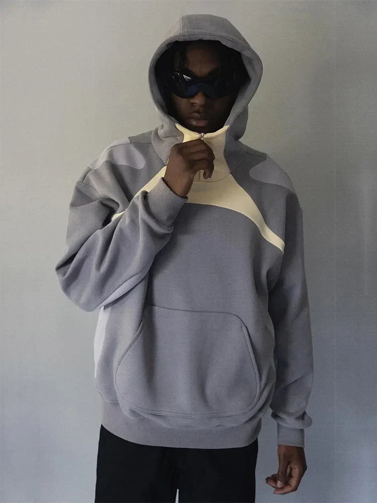 Y2K Irregular Patchwork Oversized Hoodie