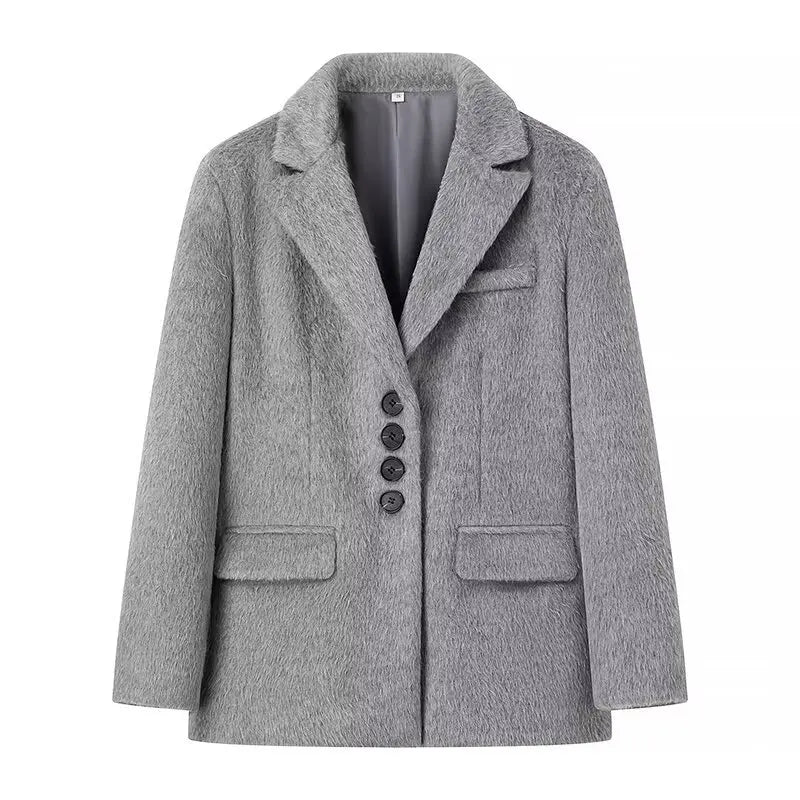 Women Warm Blazer Turn Down Collar