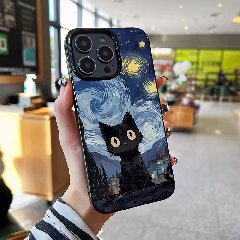 Graffiti Black Cat Pattern iPhone Cases