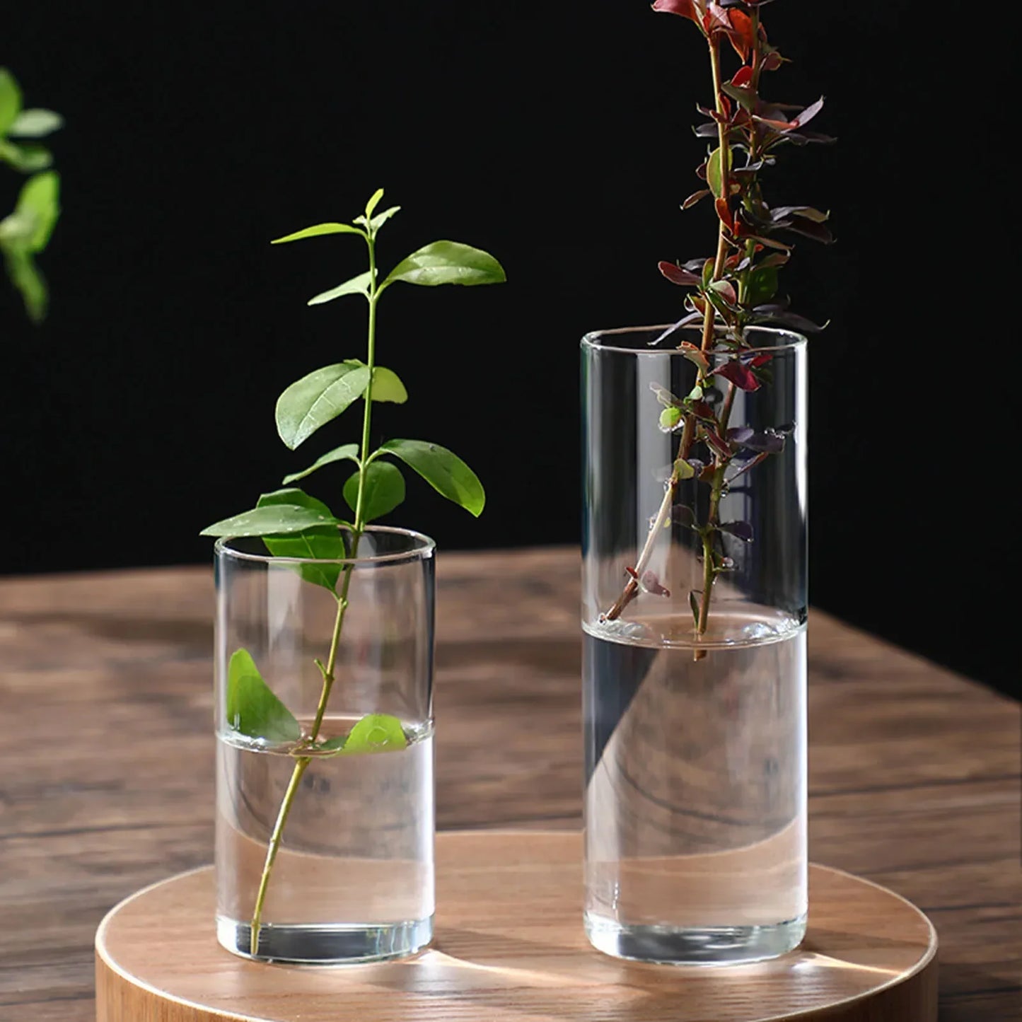 Vintage Minimalist Glass Vase Cylinder Flower