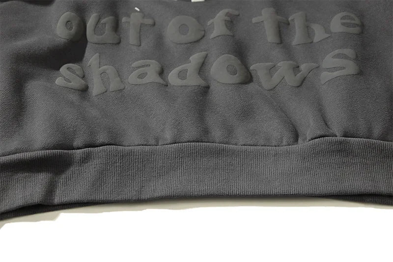 Sudadera gótica con capucha y calavera de llamas espumosas