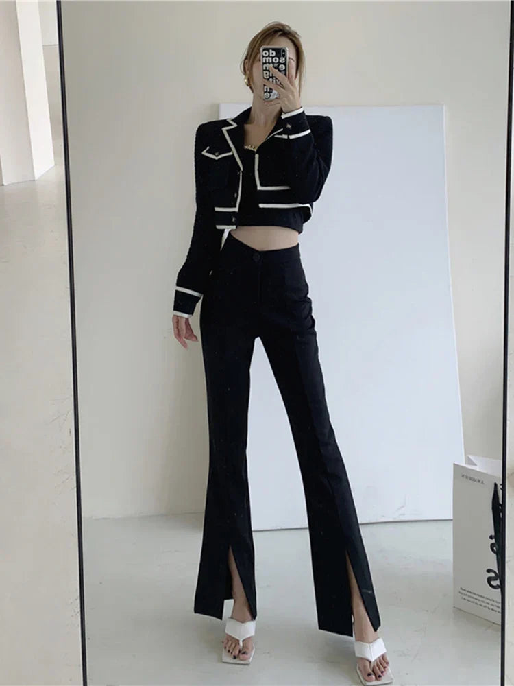 Corporate Girlie Slim Flared High Waist Pants