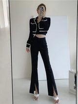 Corporate Girlie Slim Flared High Waist Pants