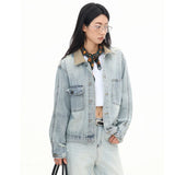 Blue Distressed Faded Blue Cowgirl Denim Jacket