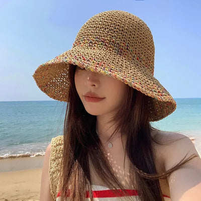 Woven Straw Bucket Beach Hats